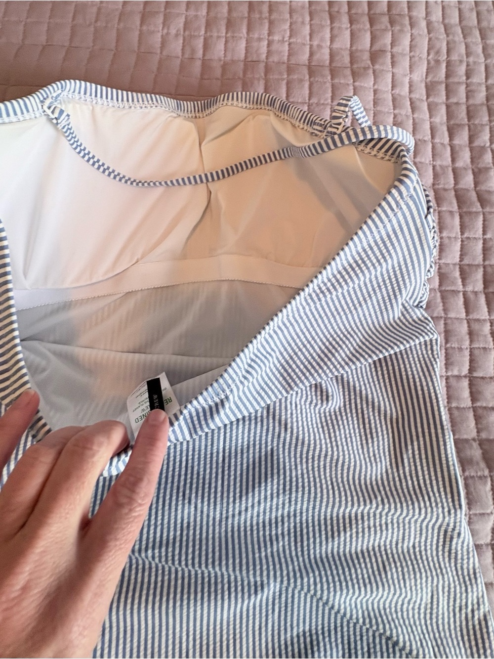 J. Crew White and Blue Striped One-Piece Swimsuit - Picture 5 of 9